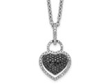 3/10 Carat (ctw) Black and White Diamond Heart Pendant Necklace in Sterling Silver with Chain